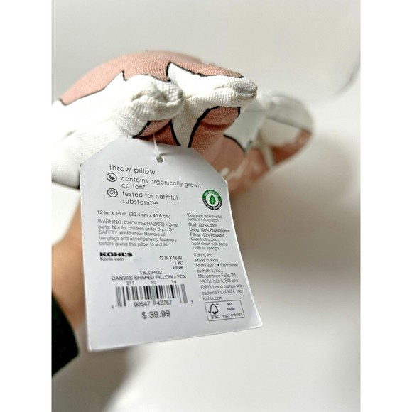 Little Co. By Lauren Conrad Canvas Fox Shaped Decorative Accent Pillow 12x16” - Picture 7 of 9